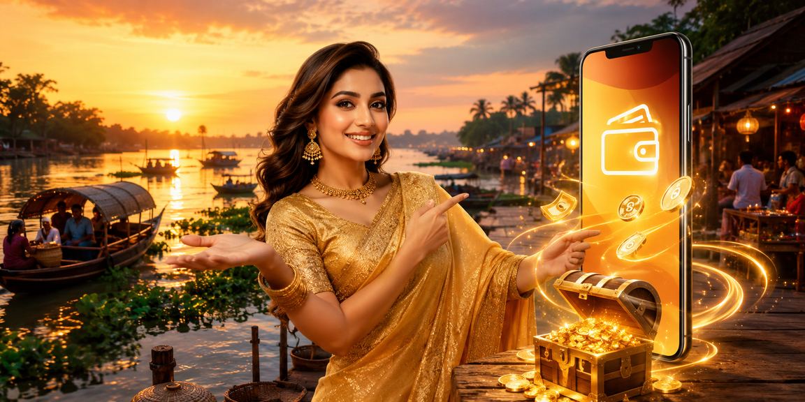 রংপুরে শাড়ি পরিহিত ব্যবহারকারী মোবাইলে পেমেন্ট করছেন